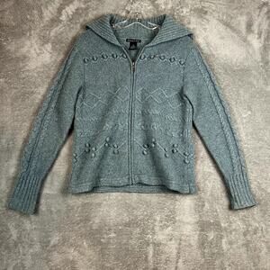 Eagles Eye Sweater Womens S Full Zip Popcorn Knit Lambswool Collared